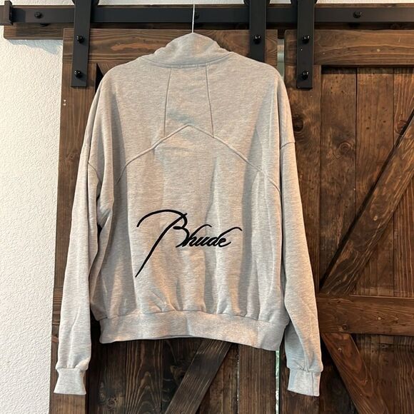 Hbat Half Zipper Embroidery Letter Splicing Stand Collar Sweater Street Loose - Picture 2 of 9